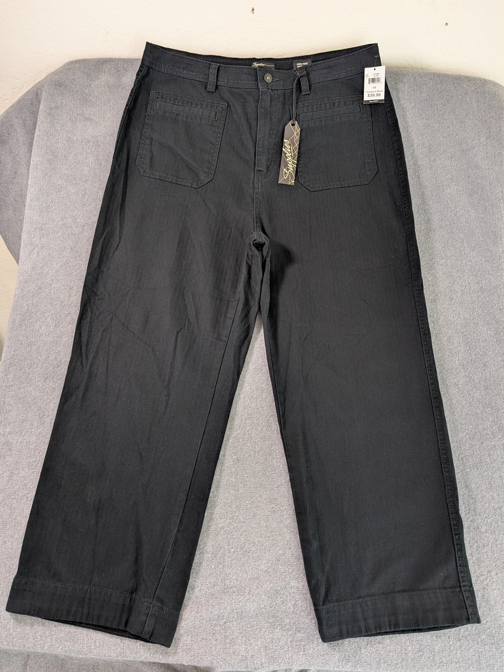 Supplies by Unionbay Black High Rise Wide Leg Utility Pants Size 16 NWT